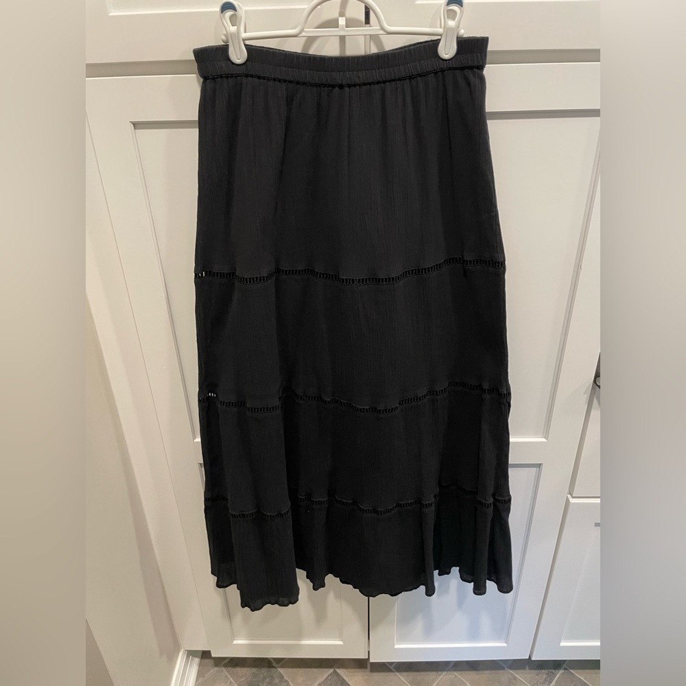 Old Navy Black, Gauze, Tiered Maxi Skirt